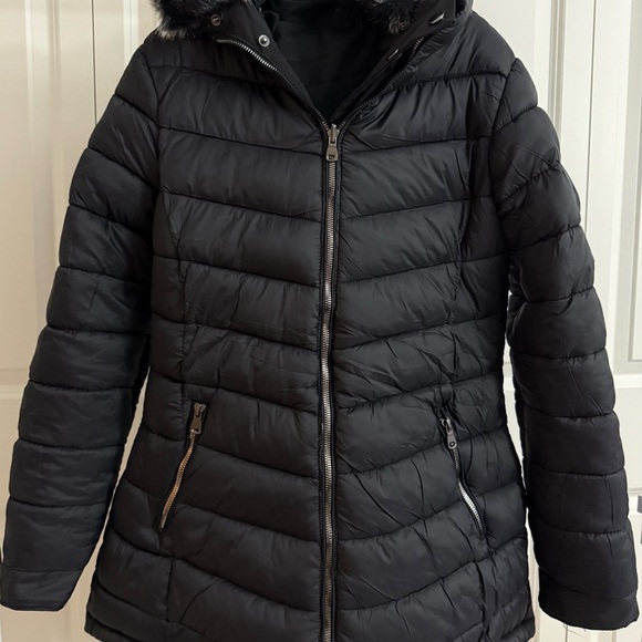 NWT Snobbish Women's double face Black Ski Jacket with Faux Fur Hood Size S - Picture 8 of 17